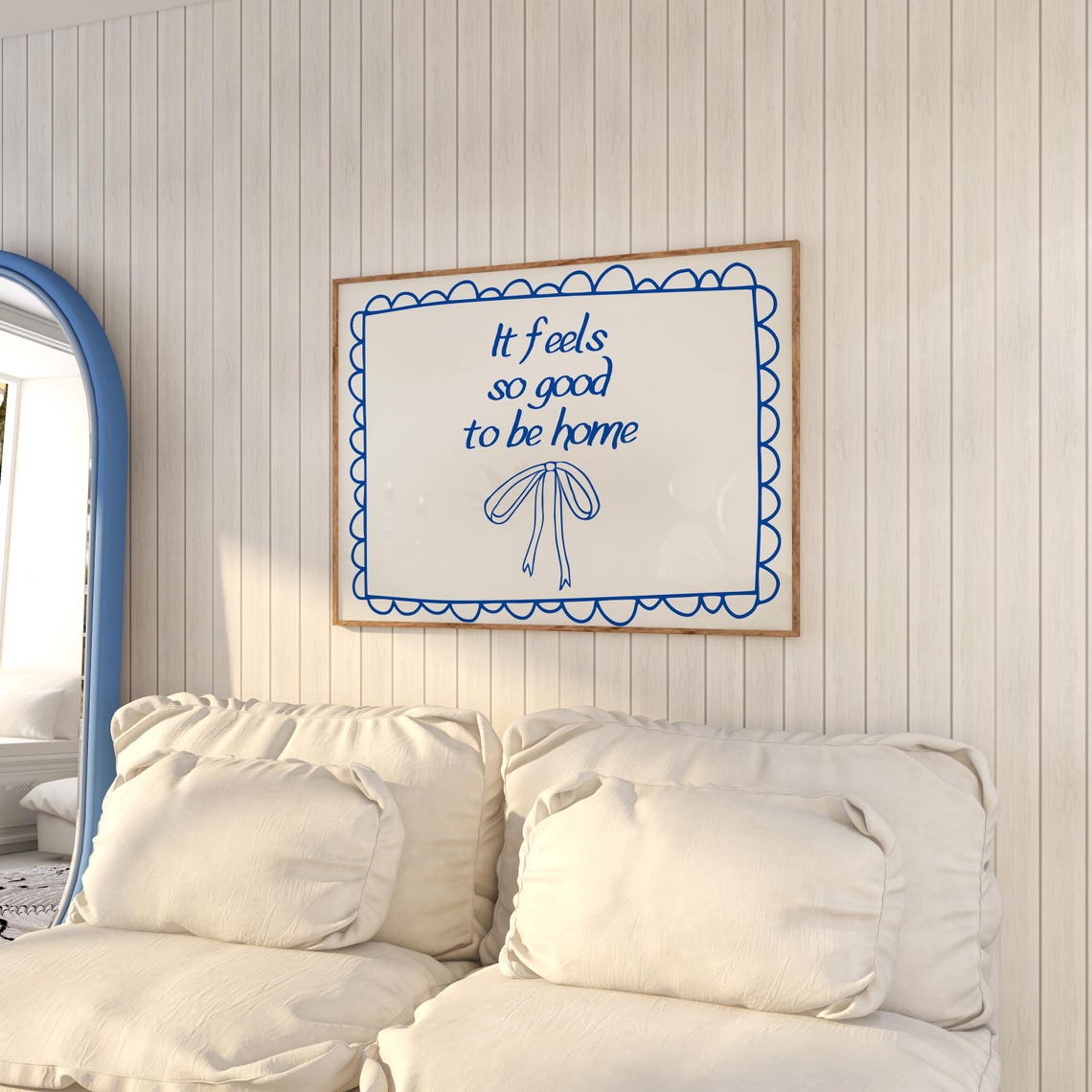 It Feels So Good To Be Home Cozy Blue Hand Lettered Quote Print - Image 3