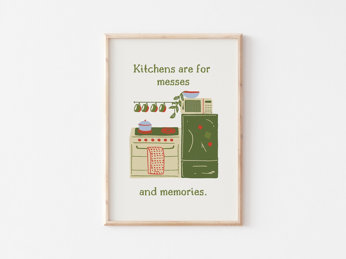 Colorful Kitchen Print Kitchen Quotes Prints Dining Room Decor Retro Foodie Art Trendy Kitchen Decor Cute Kitchen Art - Image 3