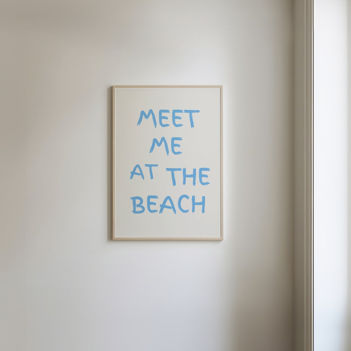 Meet Me At The Beach Bold Blue Brush Lettering Coastal Poster - Image 2