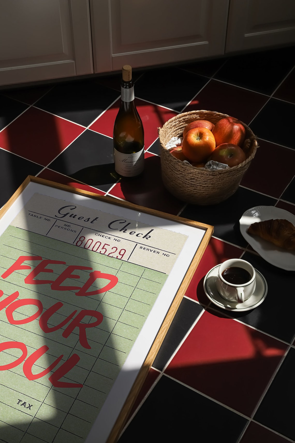 Feed Your Soul Red Lettering Retro Guest Check Kitchen Poster - Image 3