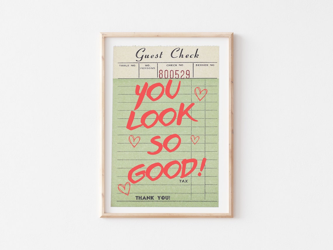You Look So Good Vintage Guest Check Retro Kitchen Bar Cart Poster - Image 5