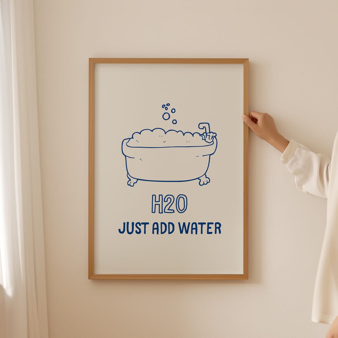 H2O Just Add Water Bubble Bath Blue Doodle Bathroom Wall Art - Image 2
