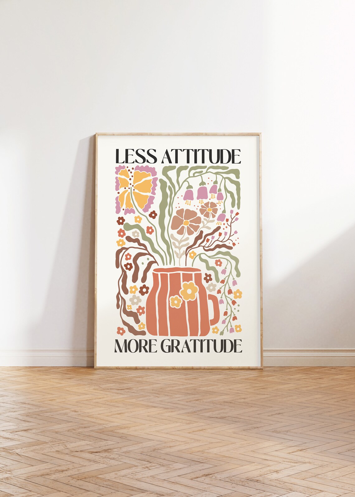 Less Attitude More Gratitude Quote Print, Retro Boho - Image 2