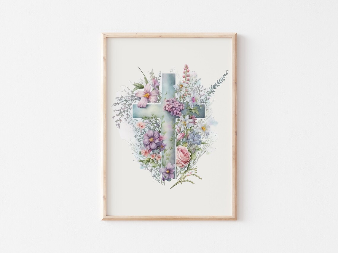 He Is Risen Christian Easter Watercolor Cross - Image 4