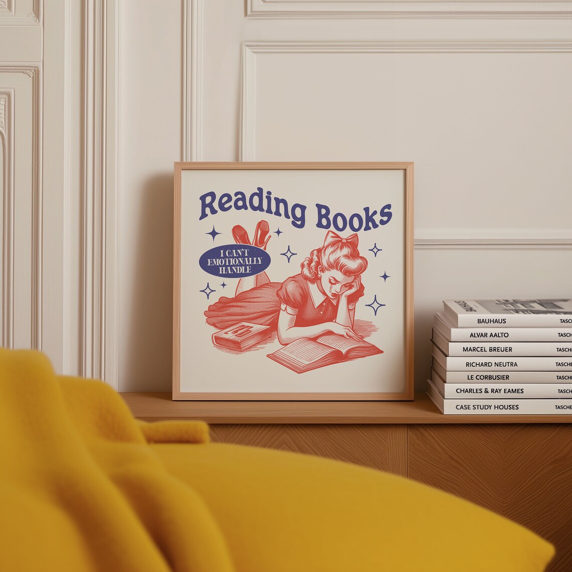 Reading Books I Cant Emotionally Handle Retro Art Print - Image 3