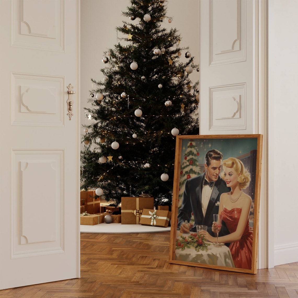 Retro 1950s Christmas Party Couple Vintage Holiday Dinner Poster - Image 5