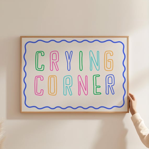 Crying Corner Girly Wall Art Prints Trendy Wall Art Cute Apartment Decor Silly Sayings Poster Colorful Prints