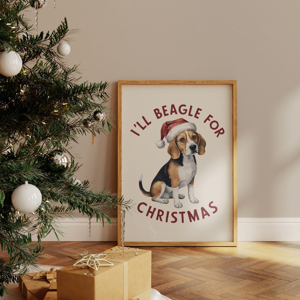 Ill Beagle For Christmas Santa Hat Beagle Dog Holiday Poster - Image 5