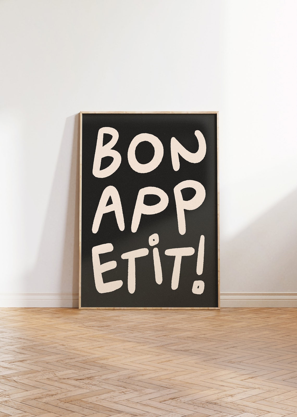 Bon Appetit Hand Lettered French Kitchen Black And White Poster - Image 5