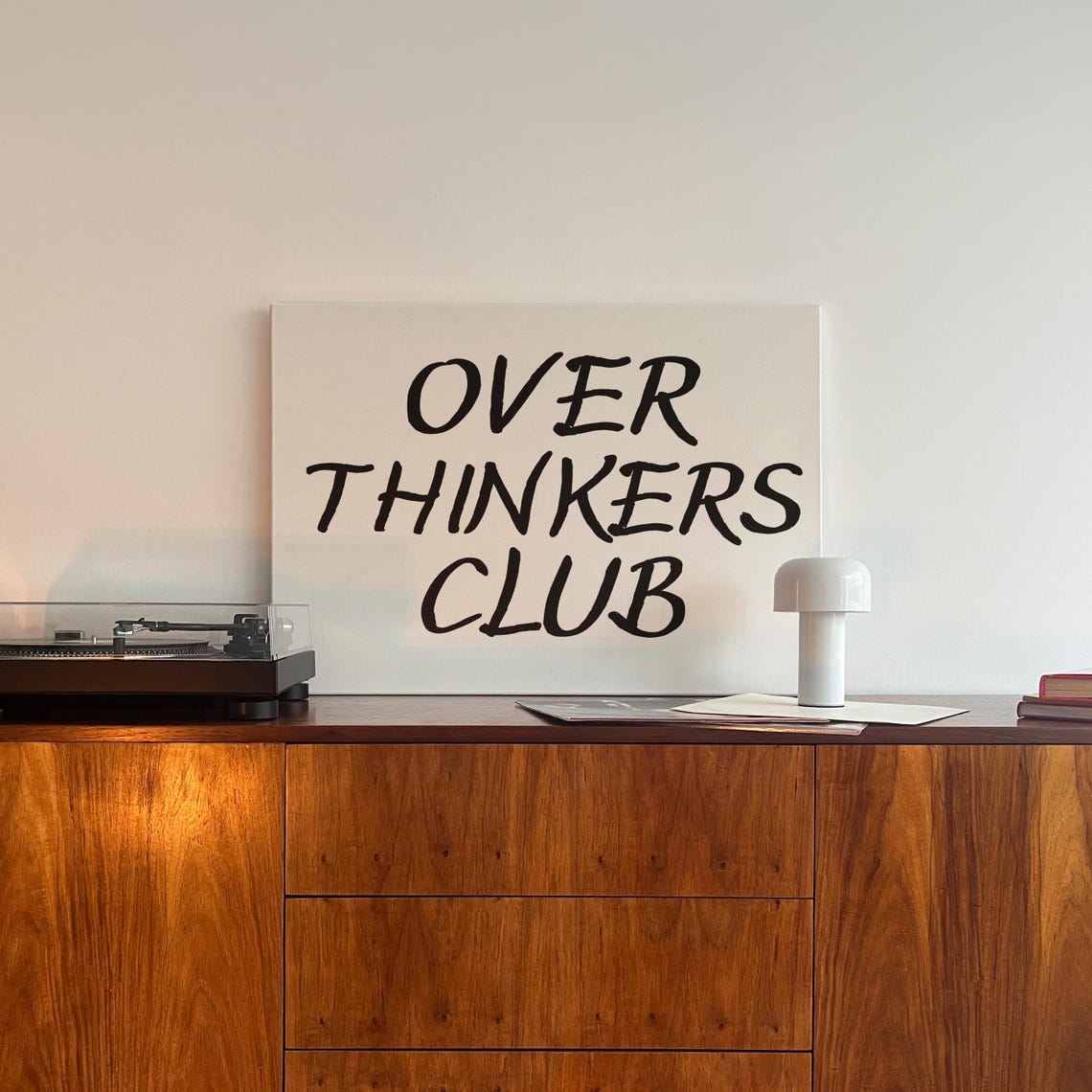 Over Thinkers Club Hand Lettered Brush Script Minimalist Quote Poster - Image 5