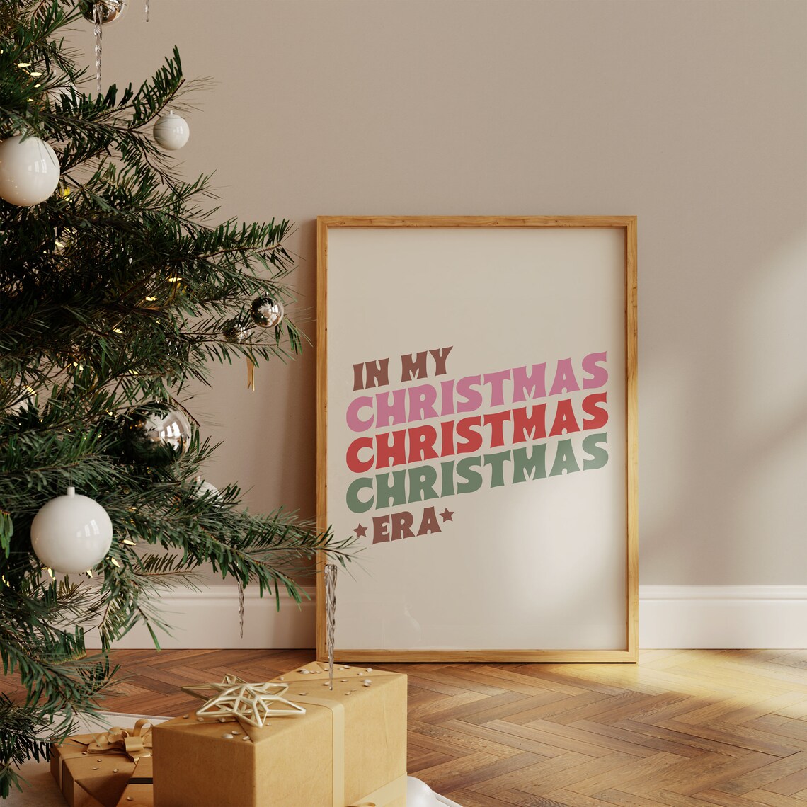 In My Christmas Era Retro Stacked Typography Holiday Quote Poster - Image 4