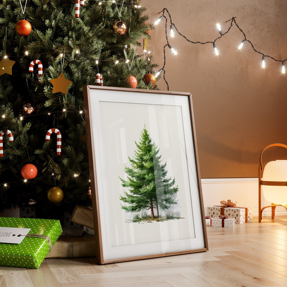 Snowy Watercolor Evergreen Tree Christmas Holiday Farmhouse Poster - Image 4