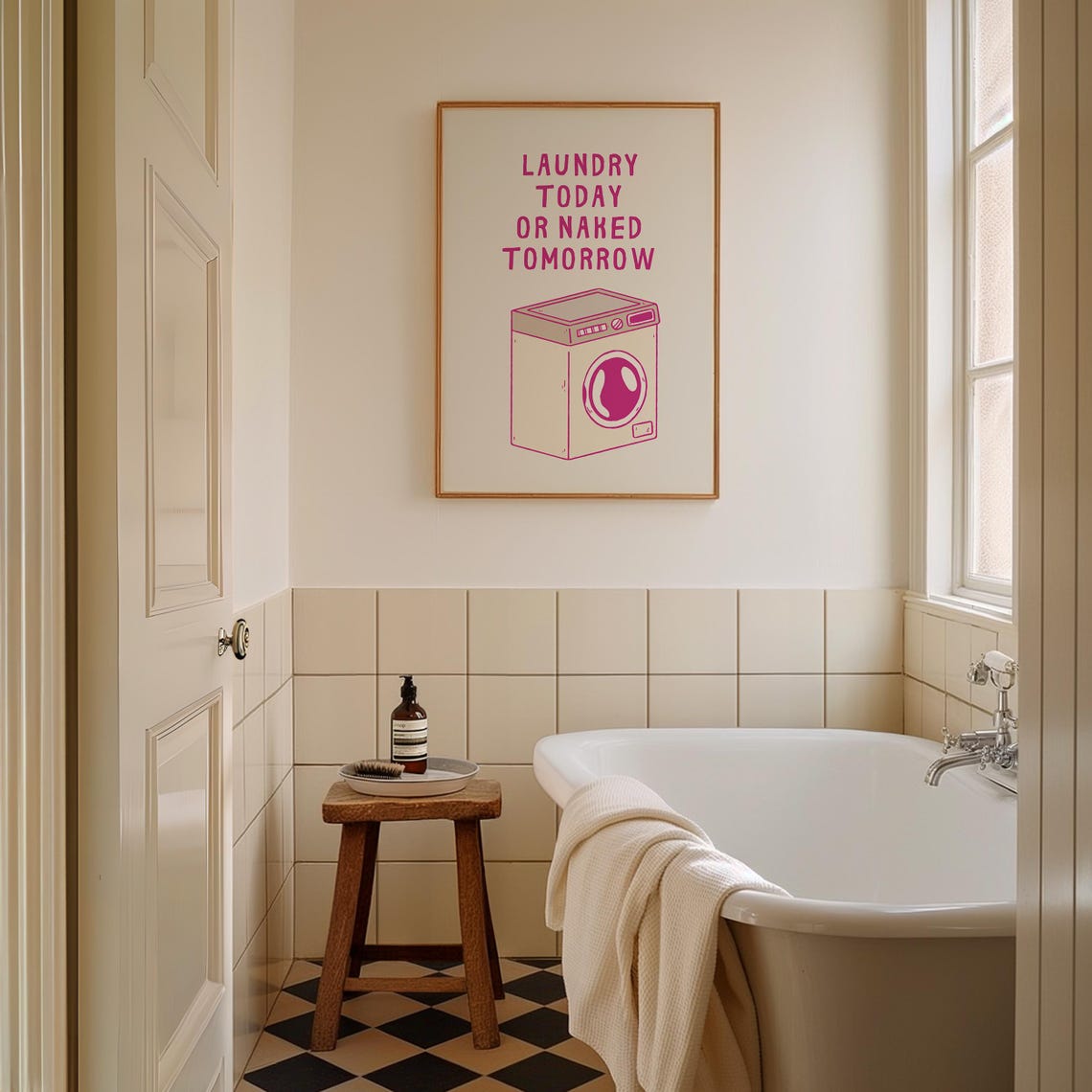 Laundry Today Or Naked Tomorrow Pink Washing Machine Laundry Poster - Image 2