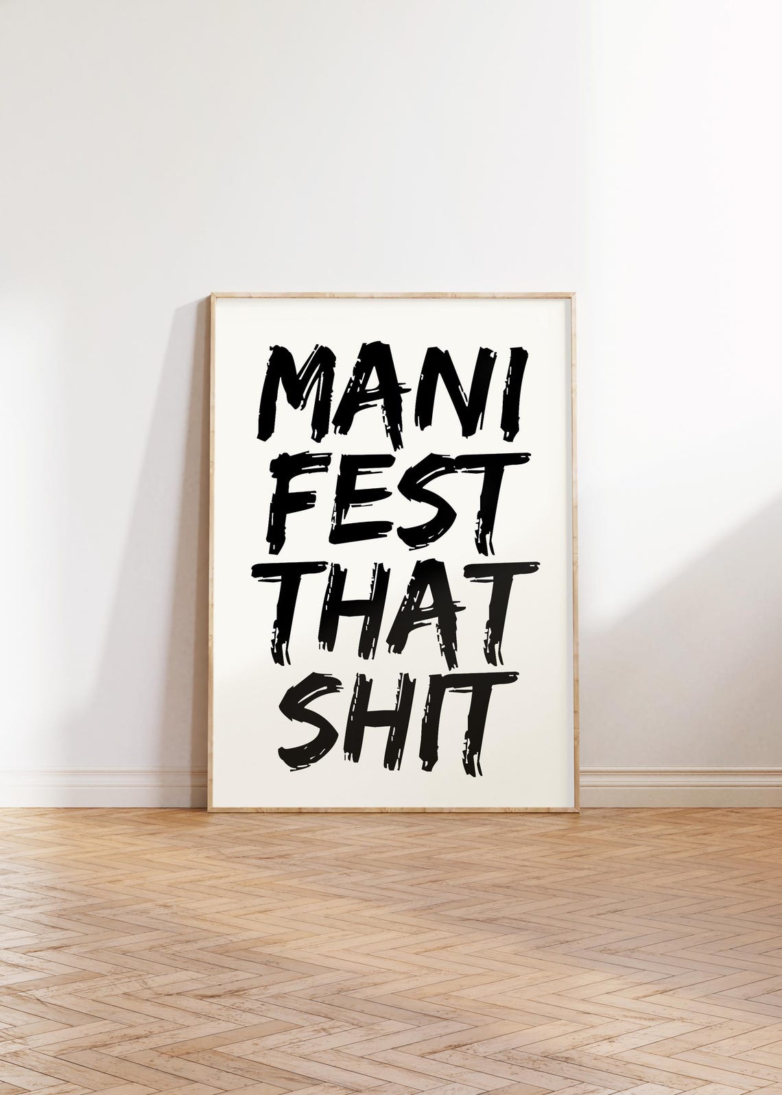 Manifest That Shit Bold Black Brushstroke Quote Typography Poster - Image 2