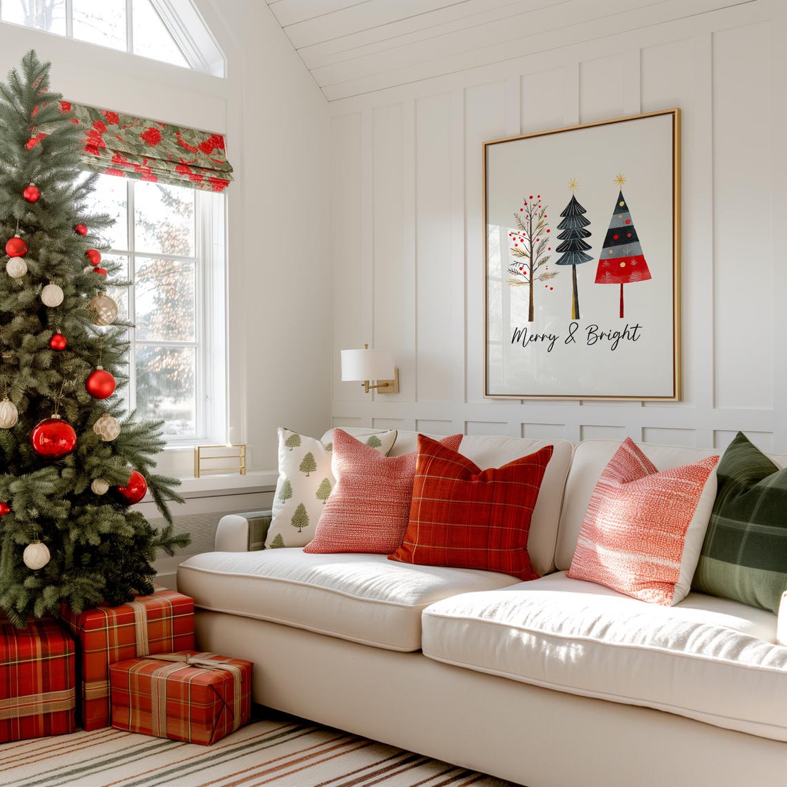 Merry and Bright Three Stylized Christmas Trees Script Poster - Image 5