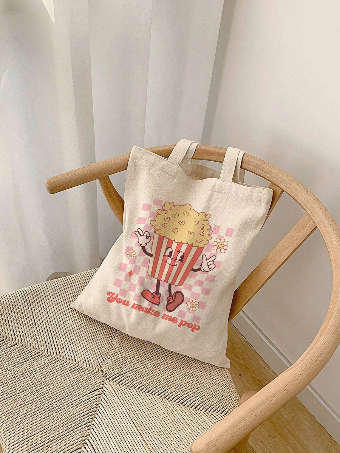 You Make Me Pop Retro Smiling Popcorn Bucket Fun Quote Poster - Image 3