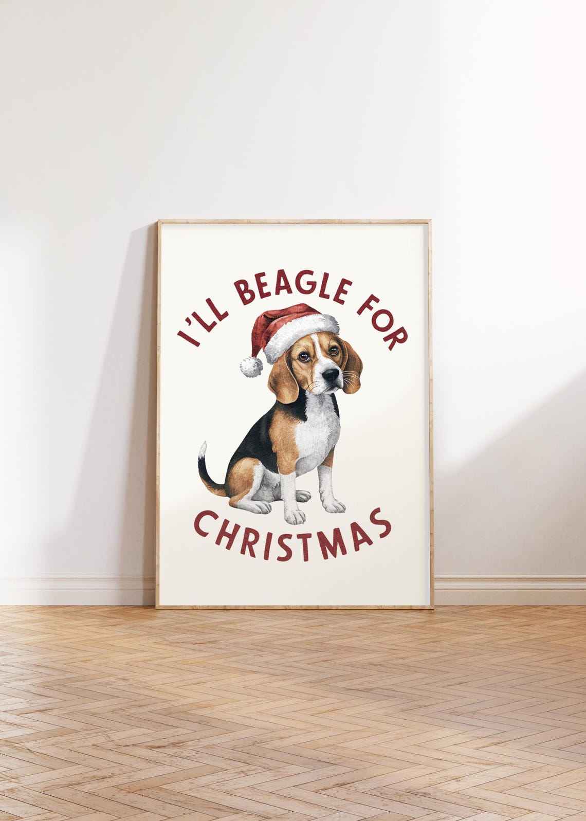 Ill Beagle For Christmas Santa Hat Beagle Dog Holiday Poster - Image 2