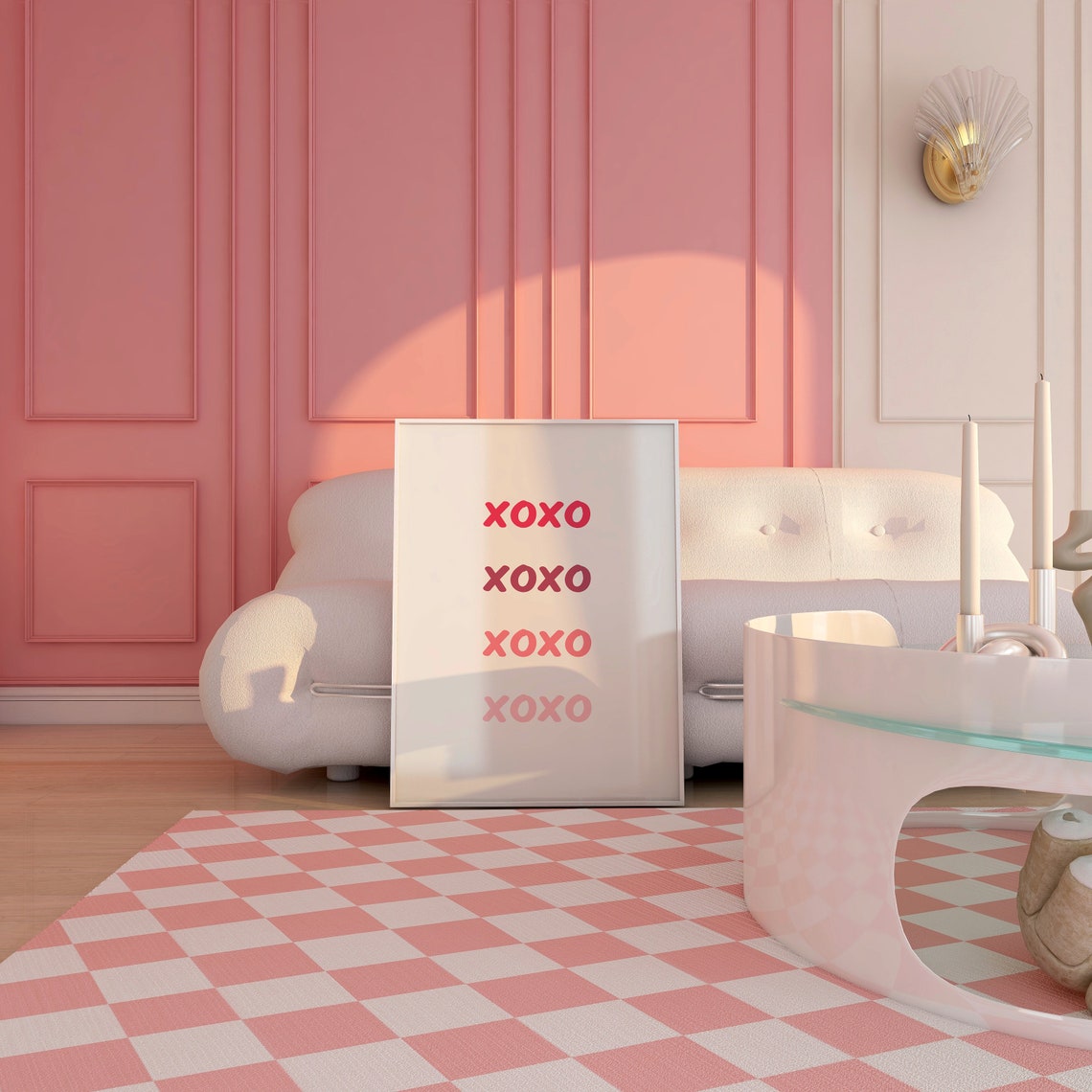 XOXO Ombre Pink Gradient Minimal Typographic Love Note Poster - Image 4