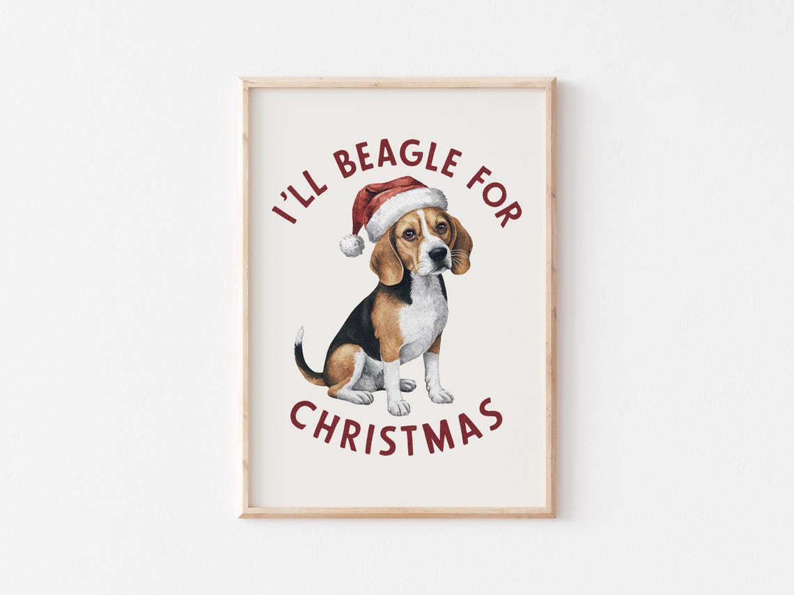 Ill Beagle For Christmas Santa Hat Beagle Dog Holiday Poster - Image 4