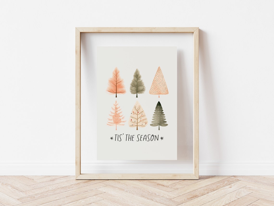 Tis The Season Six Nordic Style Christmas Trees Minimalist Poster - Image 5