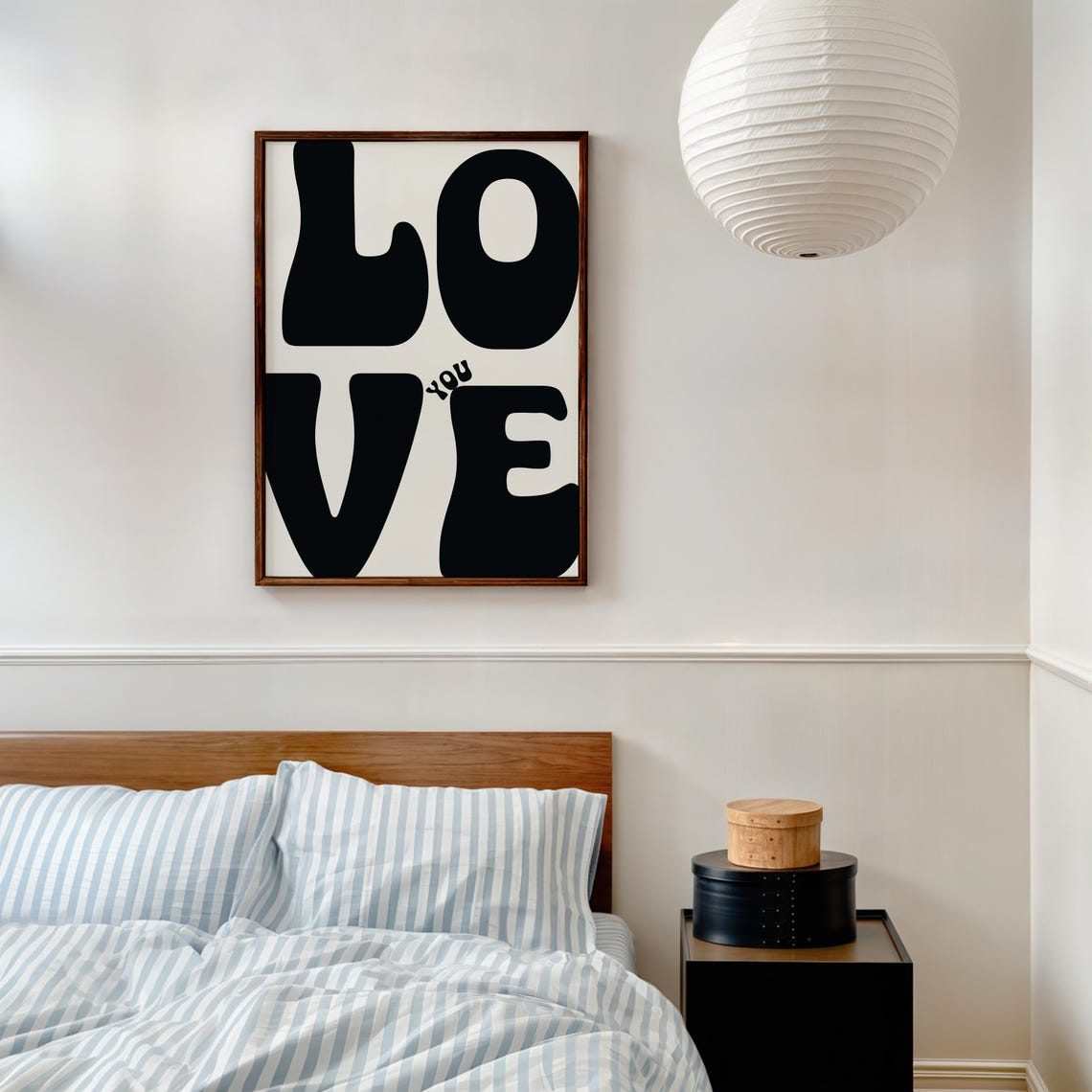 Love You Black Retro Typography Bedroom Above Bed Statement Poster - Image 4