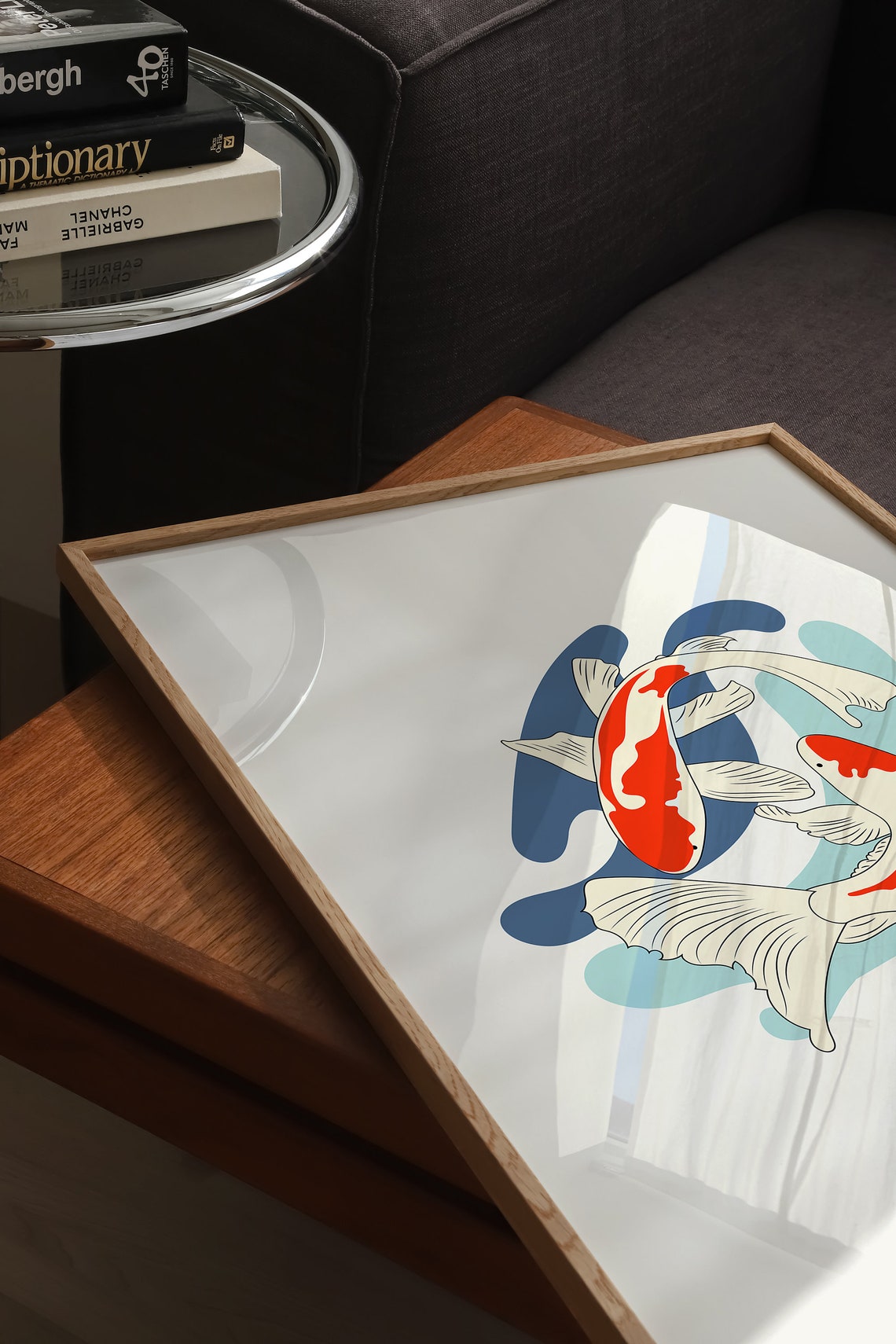 Pair Of Red And White Koi Fish Japanese Style Zen Art Poster - Image 4