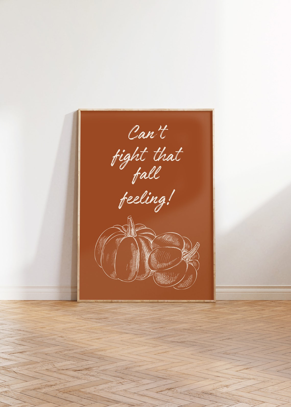 Can't Fight That Fall Feeling Rust Pumpkin Script Typography Poster - Image 3