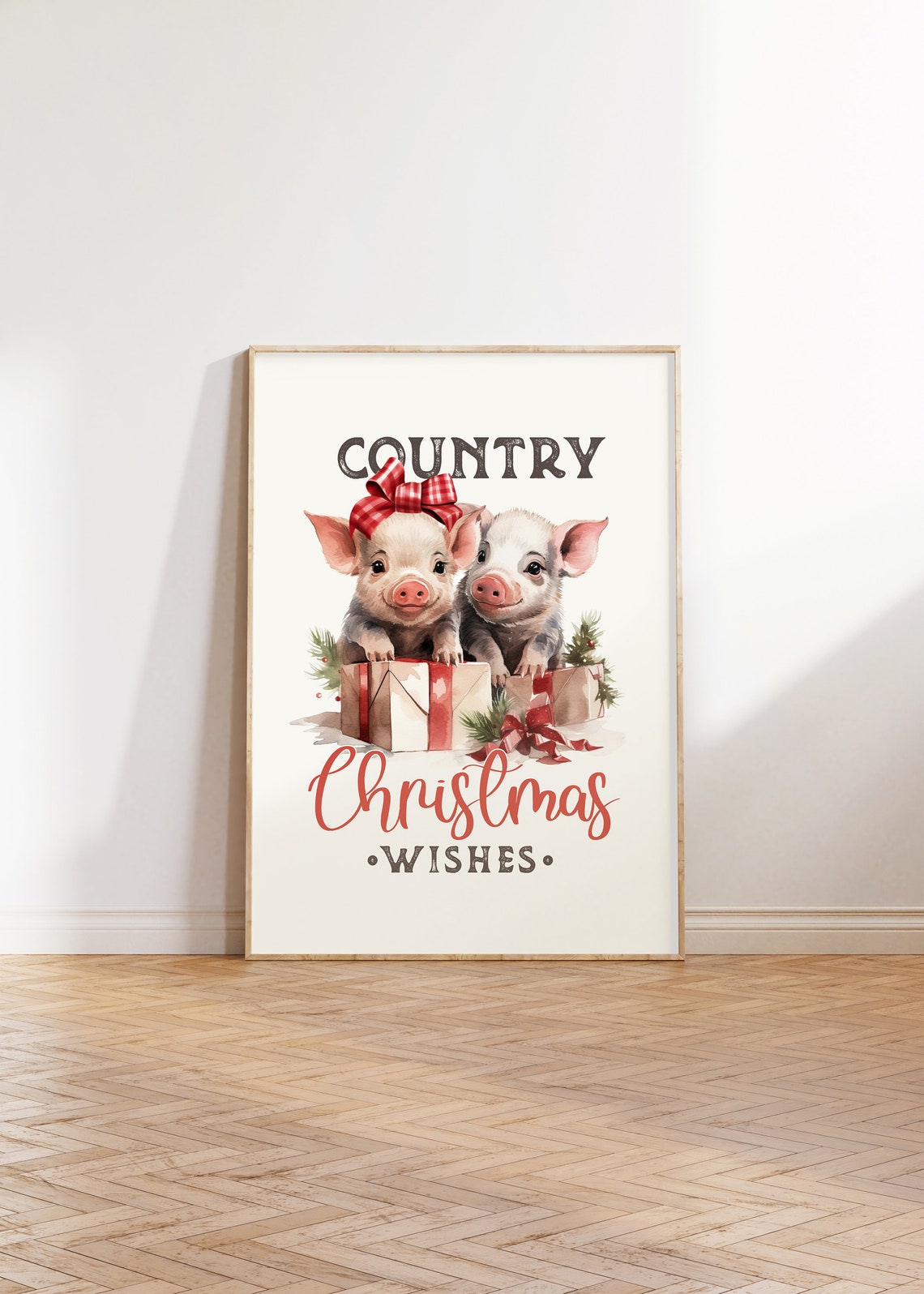 Country Christmas Wishes Farm Barn Christmas Print Christmas Farmhouse Christmas Winter Scene Print Small Town Christmas - Image 2