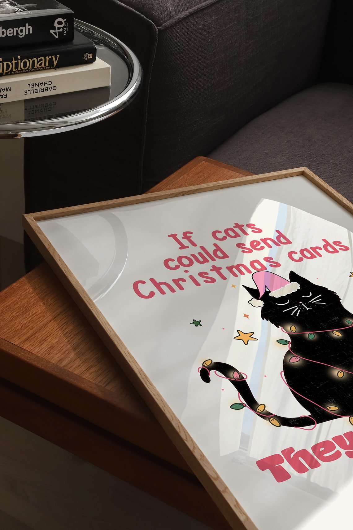 If Cats Could Send Christmas Cards Black Cat Funny Holiday Poster - Image 4