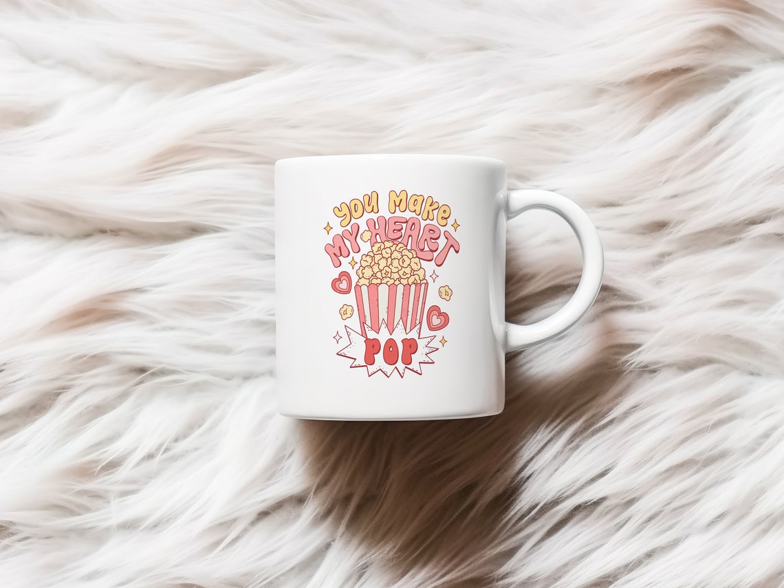 You Make My Heart Pop Retro Popcorn Bucket Valentine Art Poster - Image 2