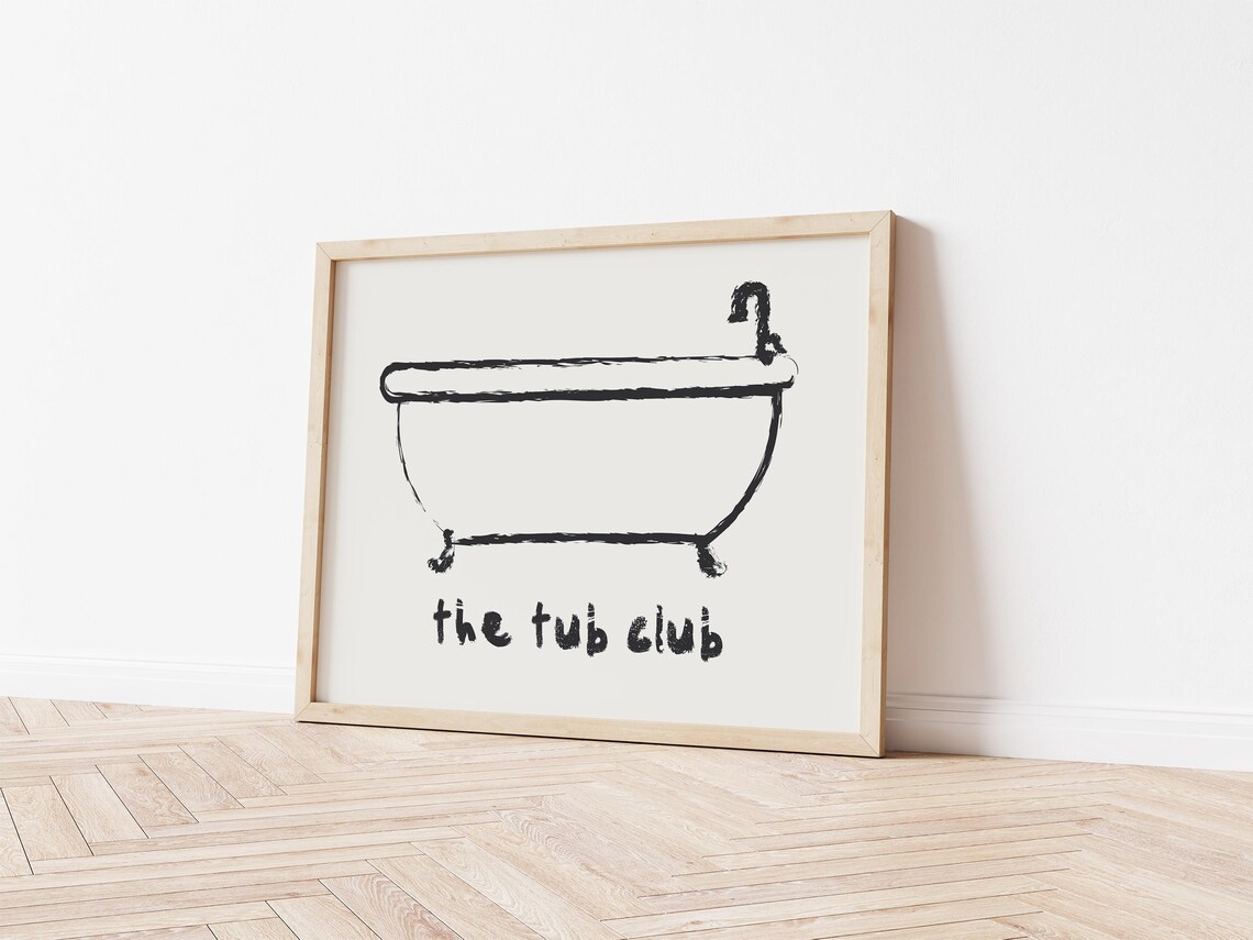 The Tub Club Print, Retro Bathroom Wall Art