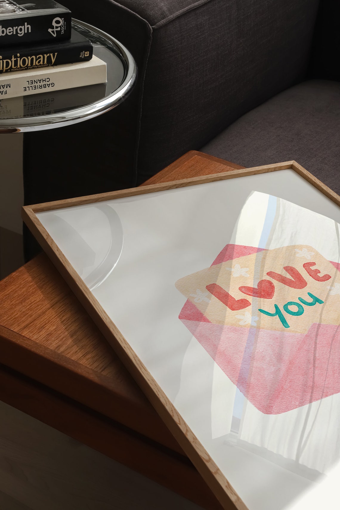 Love You Pink Envelope Watercolor Card Valentine's Day Art Print - Image 3