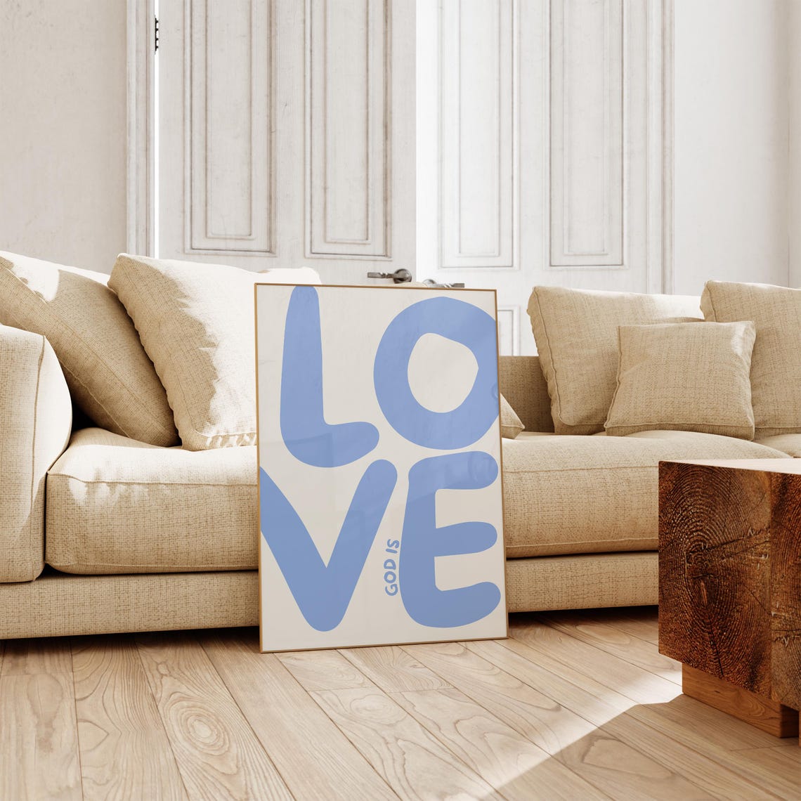 God Is Love Rounded Blue Lettering Modern Christian Decor Poster - Image 5