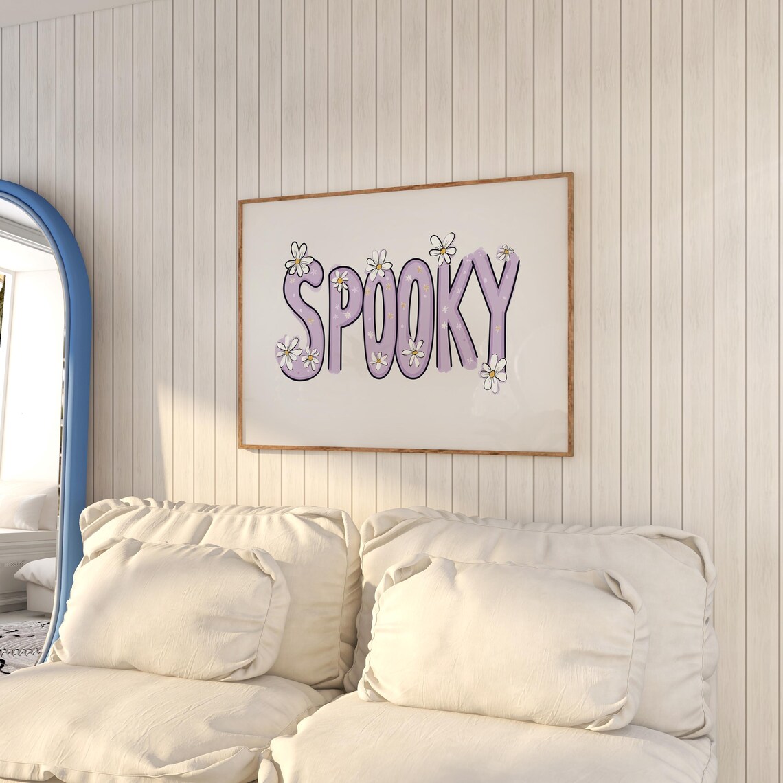 Spooky Lavender Floral Bubble Letter Preppy Typography Halloween Poster - Image 2