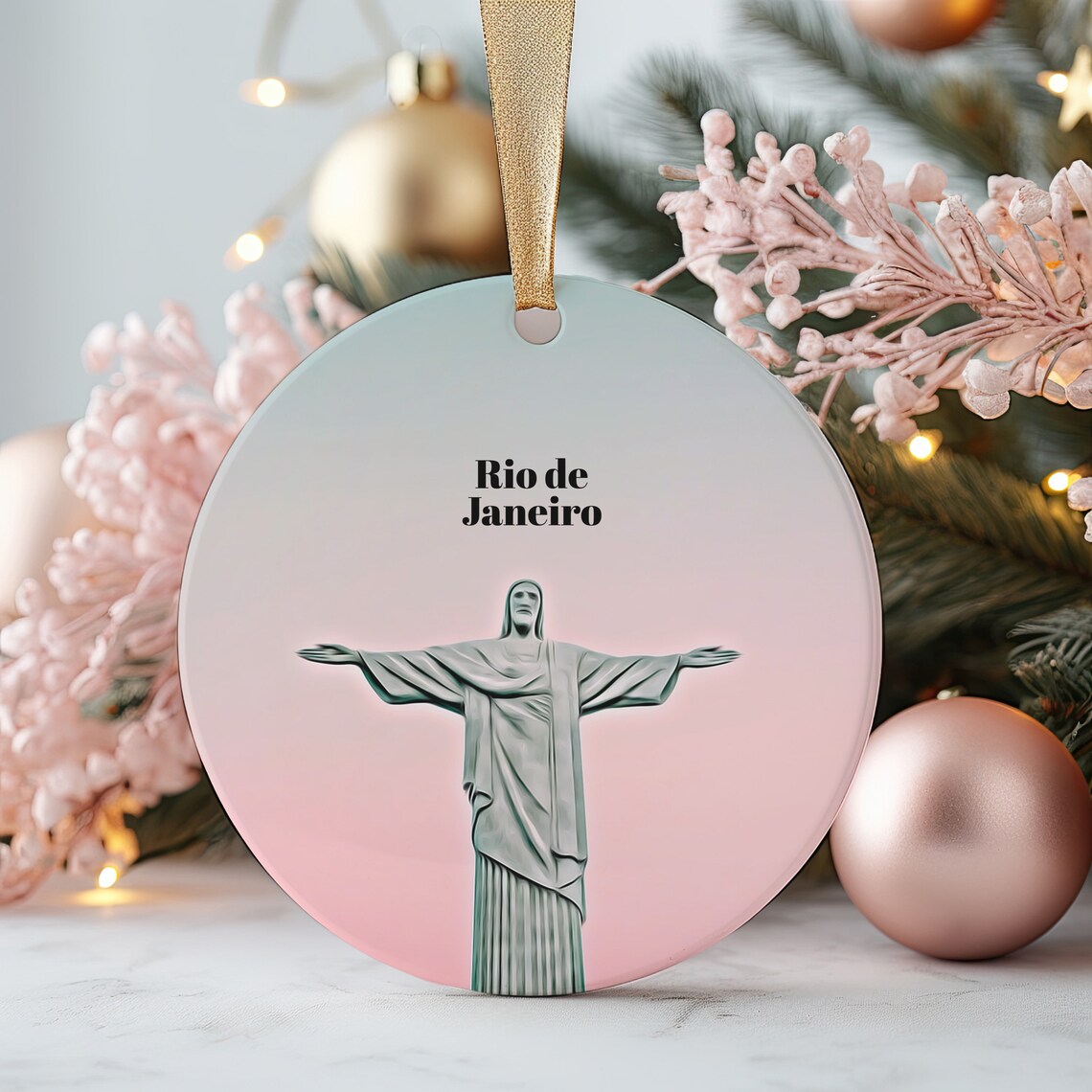 Rio de Janeiro Christ the Redeemer Christmas Ornament Souvenir Print