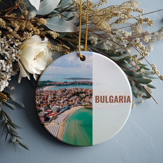 Bulgaria Black Sea Coast Aerial Beach Town Scenic Ornament Print