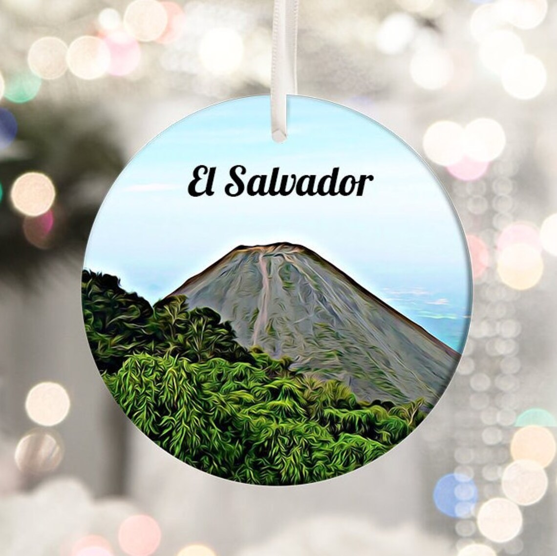 El Salvador Volcano Christmas Ornament Travel Souvenir Keepsake Poster