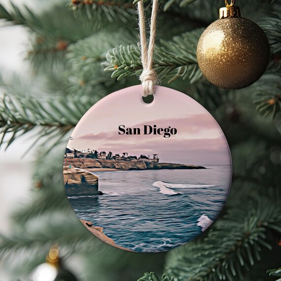 San Diego California Coastal Christmas Ornament Souvenir Poster