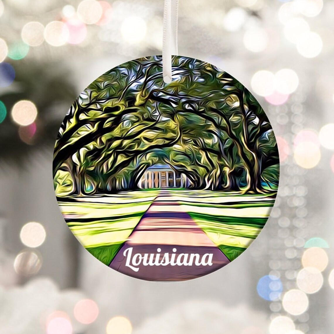 Louisiana Oak Alley Plantation Christmas Ornament Travel Souvenir Poster