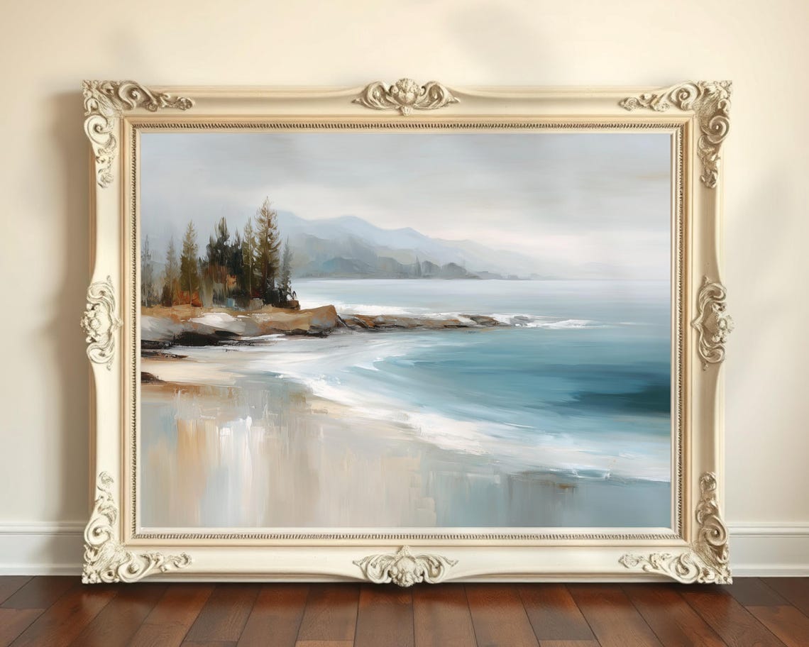 Soft Blue Ocean Minimalist Seascape Coastal Beach Art Poster
