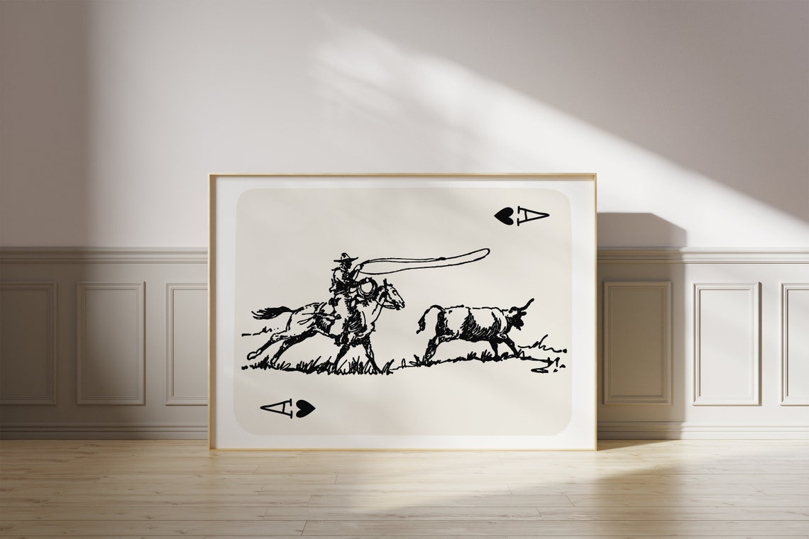 Cowboy Playing Card Vintage Cowboy Rodeo Cowboy Western Print Cowgirl Western Aesthetic Western Decor Western Art - Image 2