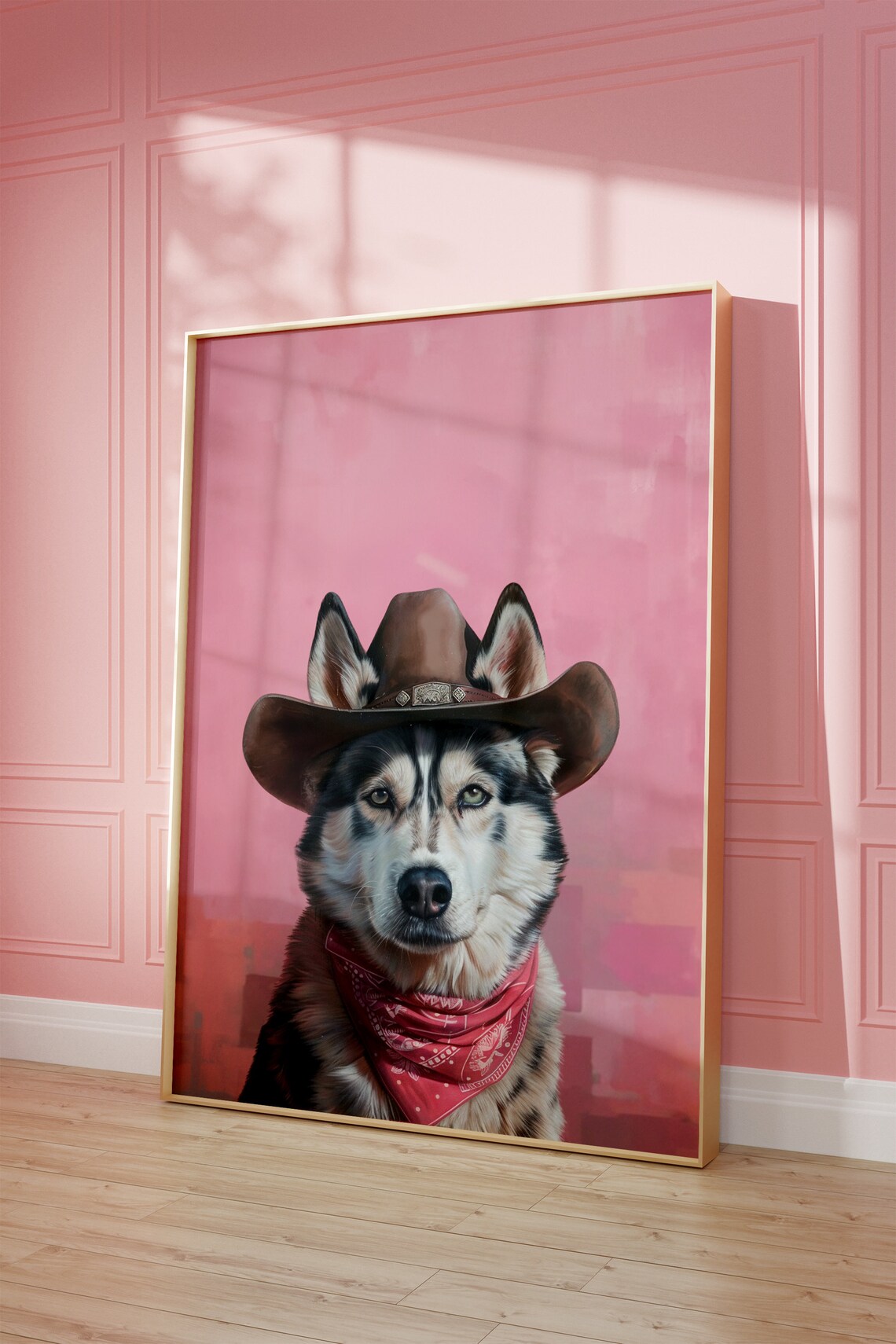 Dog Cowgirl Hat Vintage Western Art Print