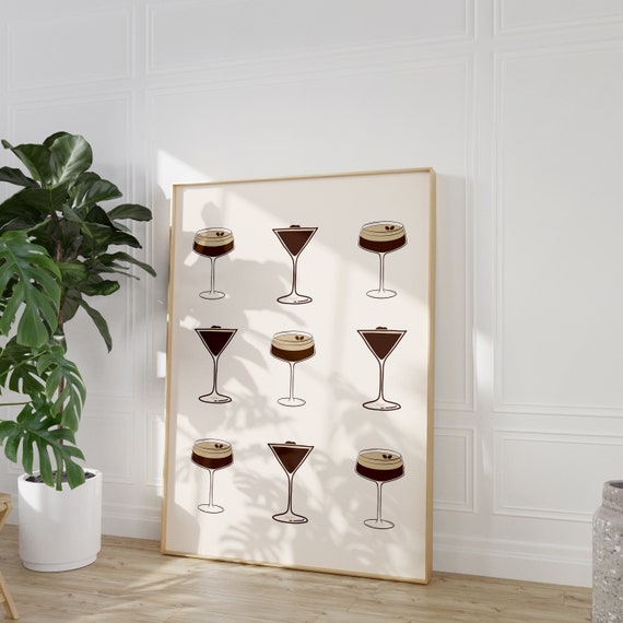 Espresso Martini Wall Art Print Minimalist Espresso Martini Dorm Decor Martini Lover Retro Cocktail Bar Car Art Print