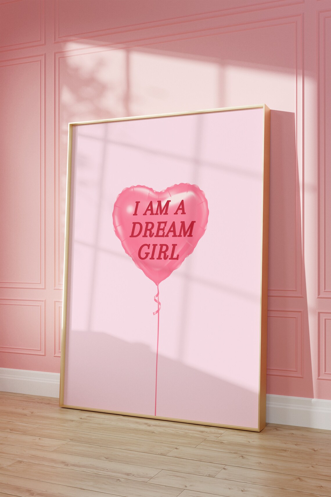 I Am a Dream Girl Pink Heart Balloon Affirmation Quote Wall Art