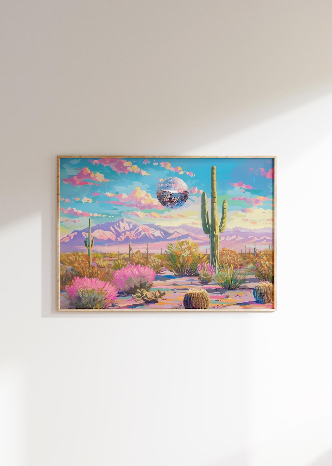 Disco Cactus Cowgirl Poster, Funky Dorm Decor