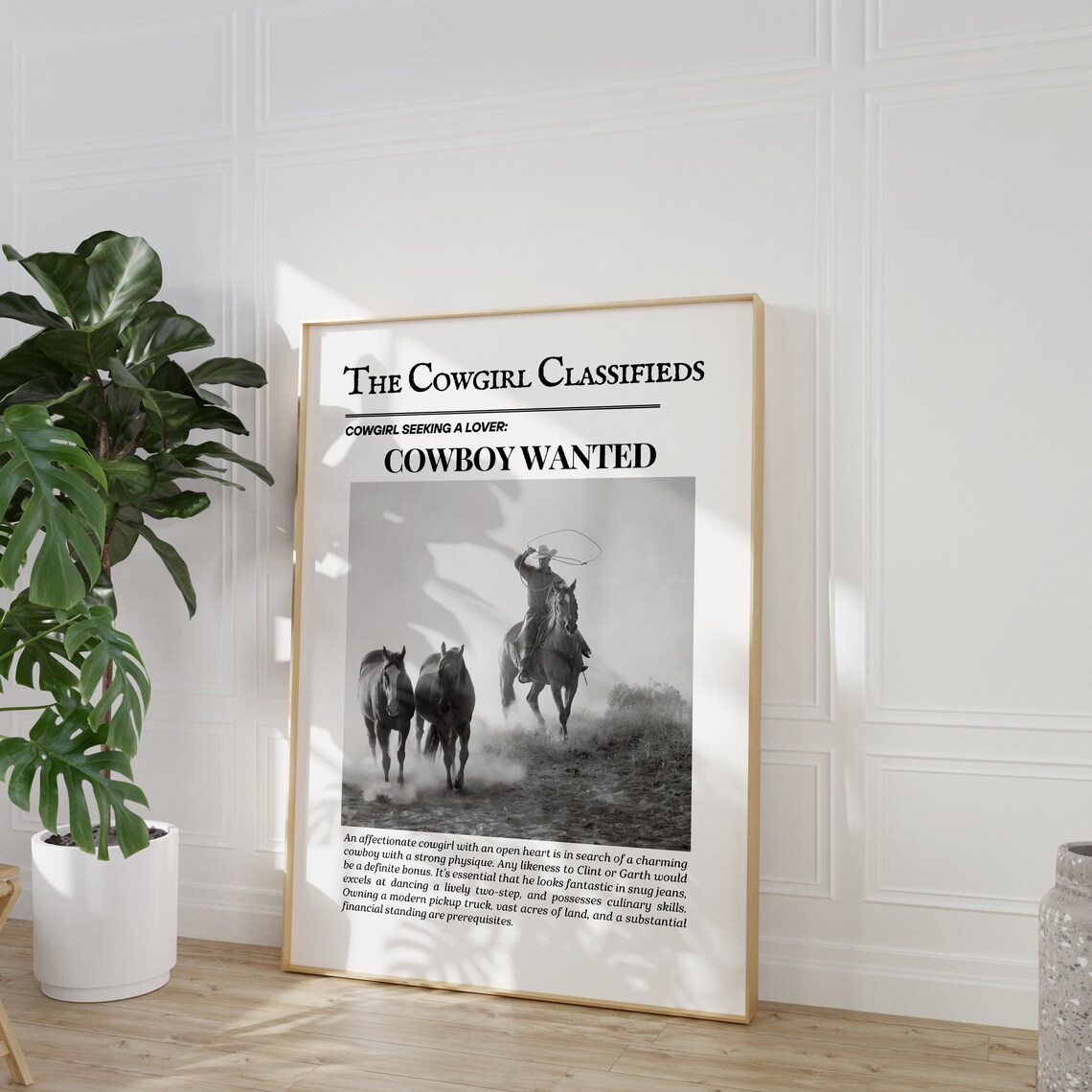 The Cowgirl Classifieds Cowboy Wanted Vintage Newspaper Poster - Image 2