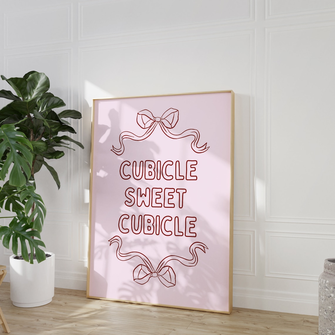 Pink Bow Coquette Hair Ribbon Office Art Print