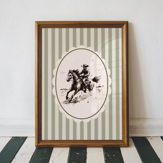 Vintage Cowboy Print Western Nursery Decor