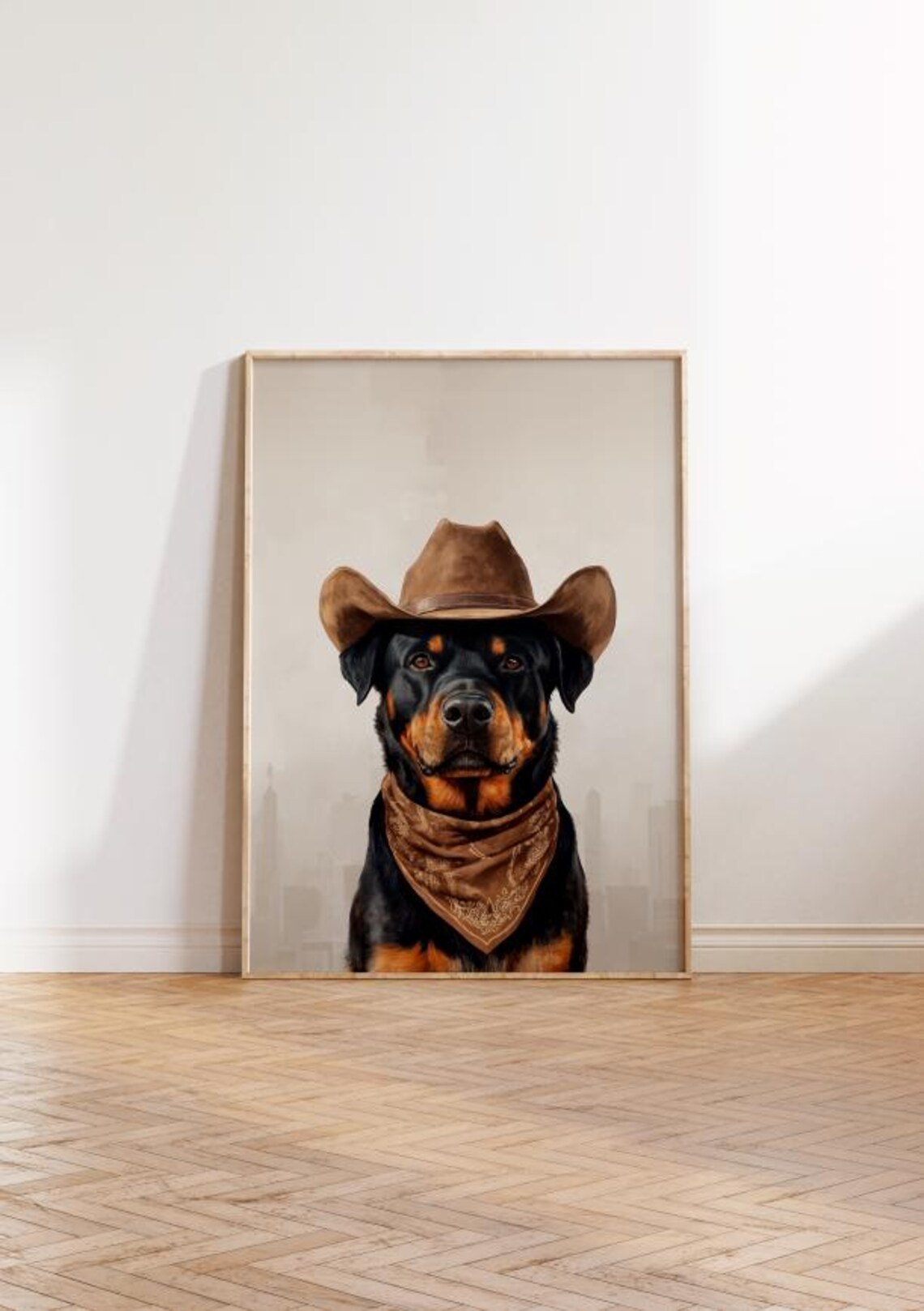 Rottweiler Cowgirl Hat Print, Vintage Western Art - Image 2