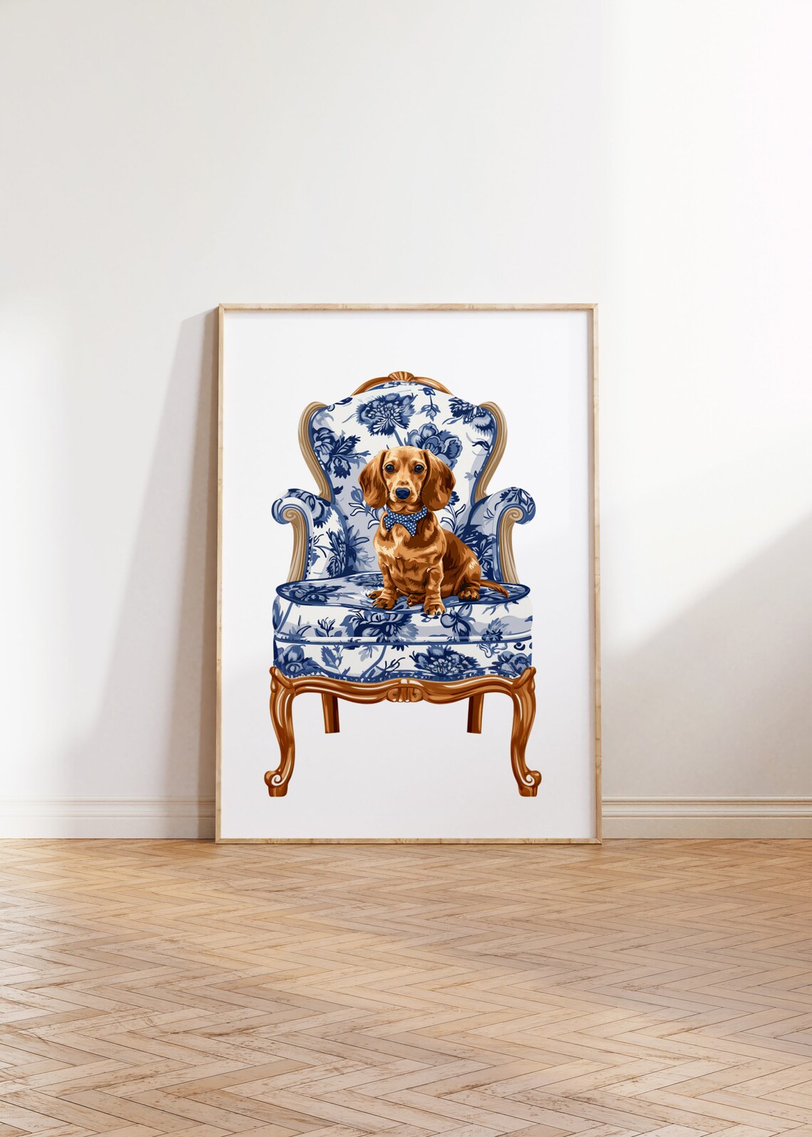Preppy Dachshund Chinoiserie Aesthetic Art Print - Image 2